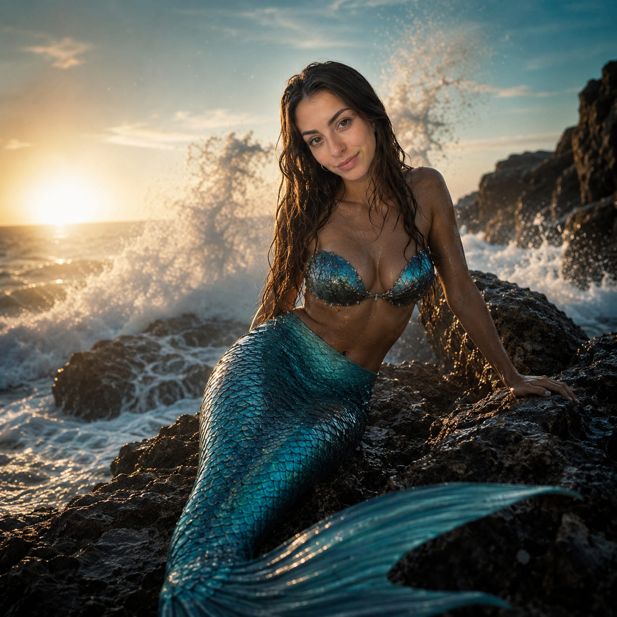 После — фото в стиле Русалка на скалах у моря (пример 5)