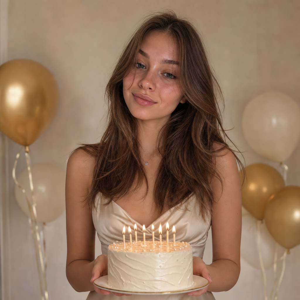 День рождения с тортом и шарами