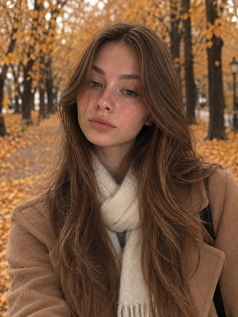 Пример ИИ-фотосессии в стиле Осенняя фотосессия среди золотых листьев